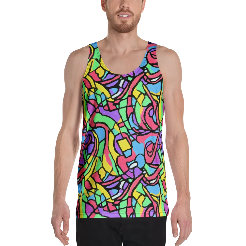 Acid Stained Glass on Men's Tank Top — Front