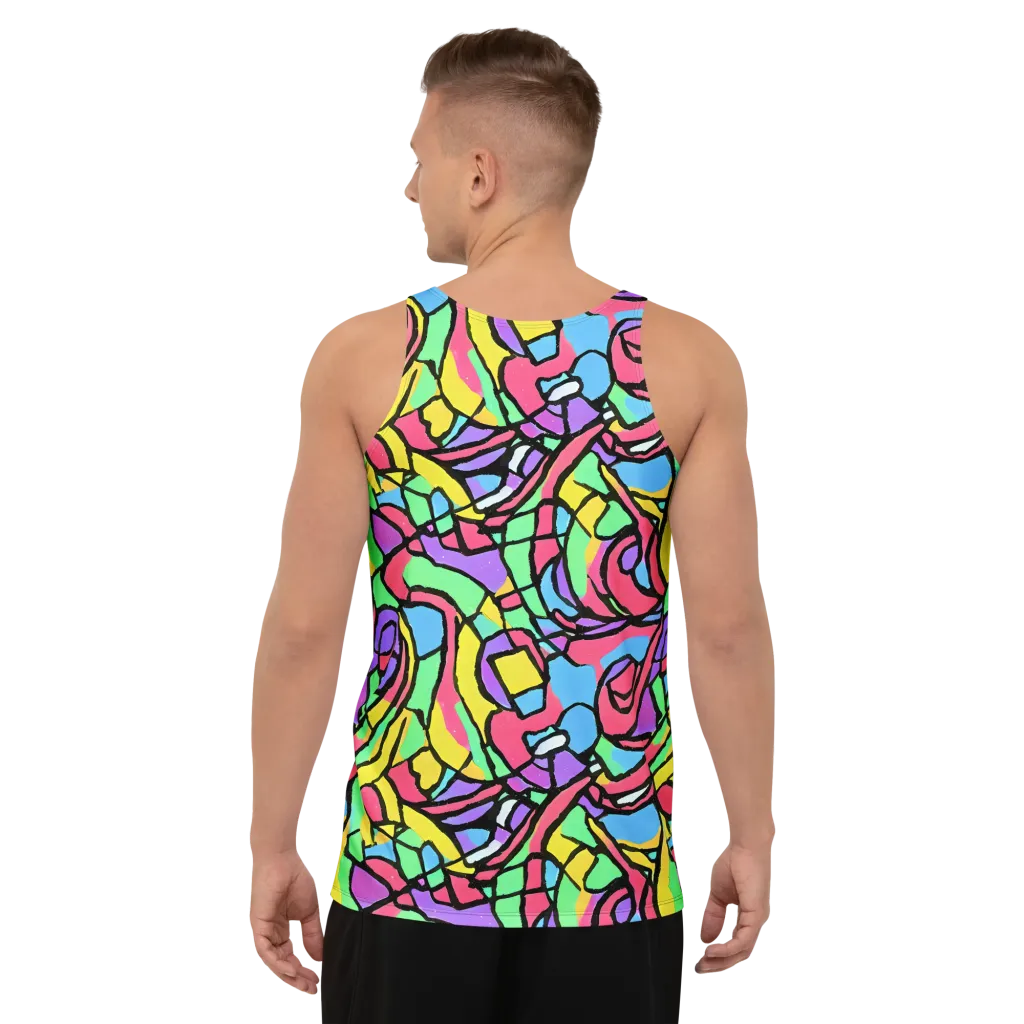 Acid Stained Glass on Men's Tank Top — Back