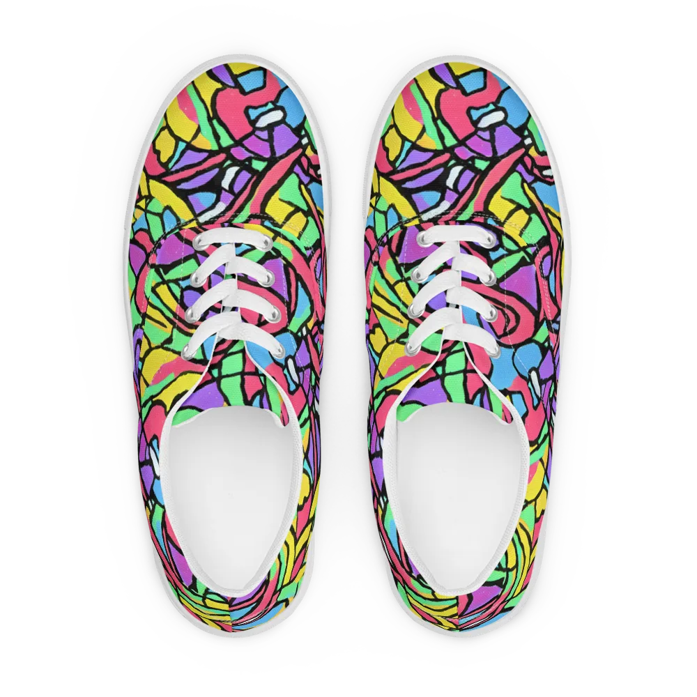 Acid Stained Glass on Men's Lace-Up Canvas Shoes — Front