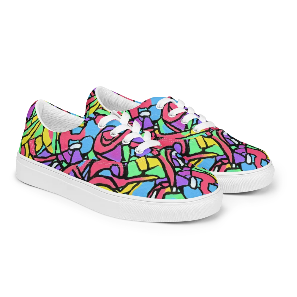 Acid Stained Glass on Men's Lace-Up Canvas Shoes — Right Front