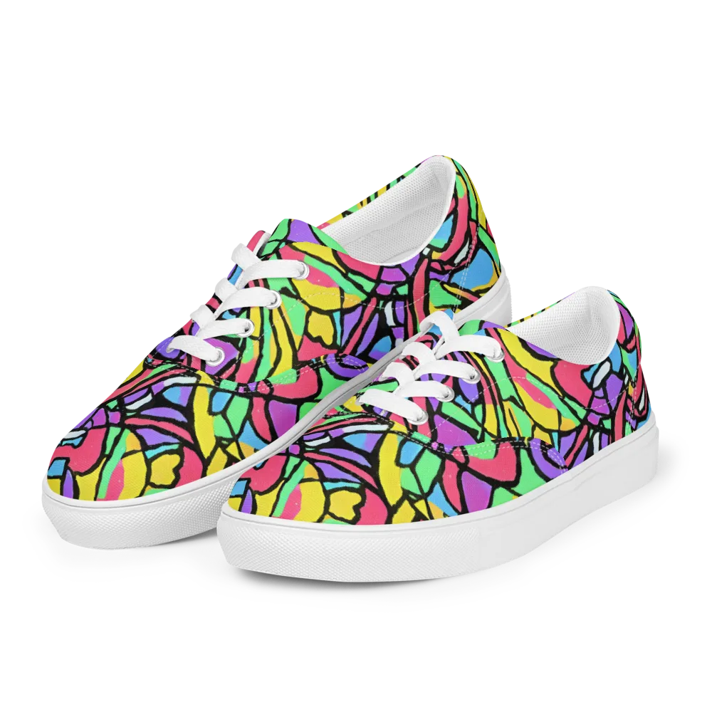 Acid Stained Glass on Men's Lace-Up Canvas Shoes — Left Front