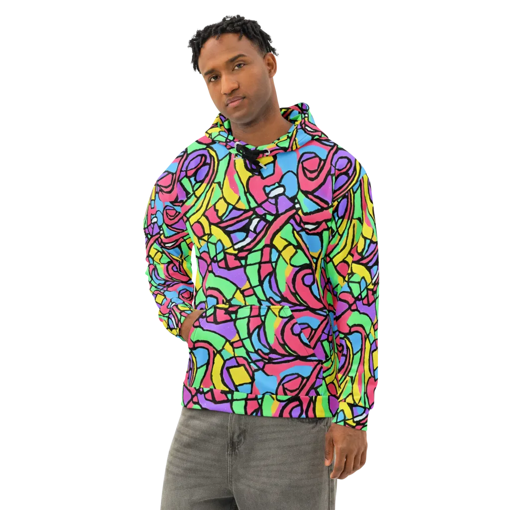 Acid Stained Glass on Cotton Hoodie — Left Front