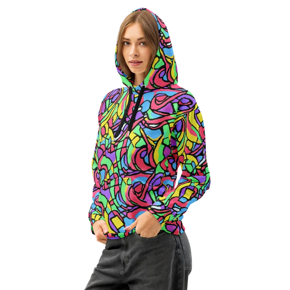 Acid Stained Glass on Cotton Hoodie — Left Front