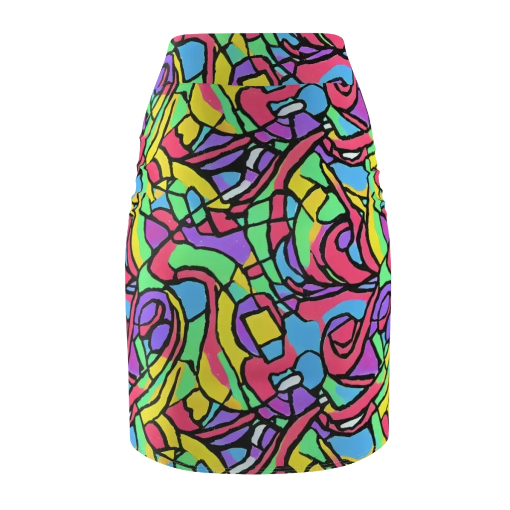 Acid Stained Glass on Pencil Skirt — Back