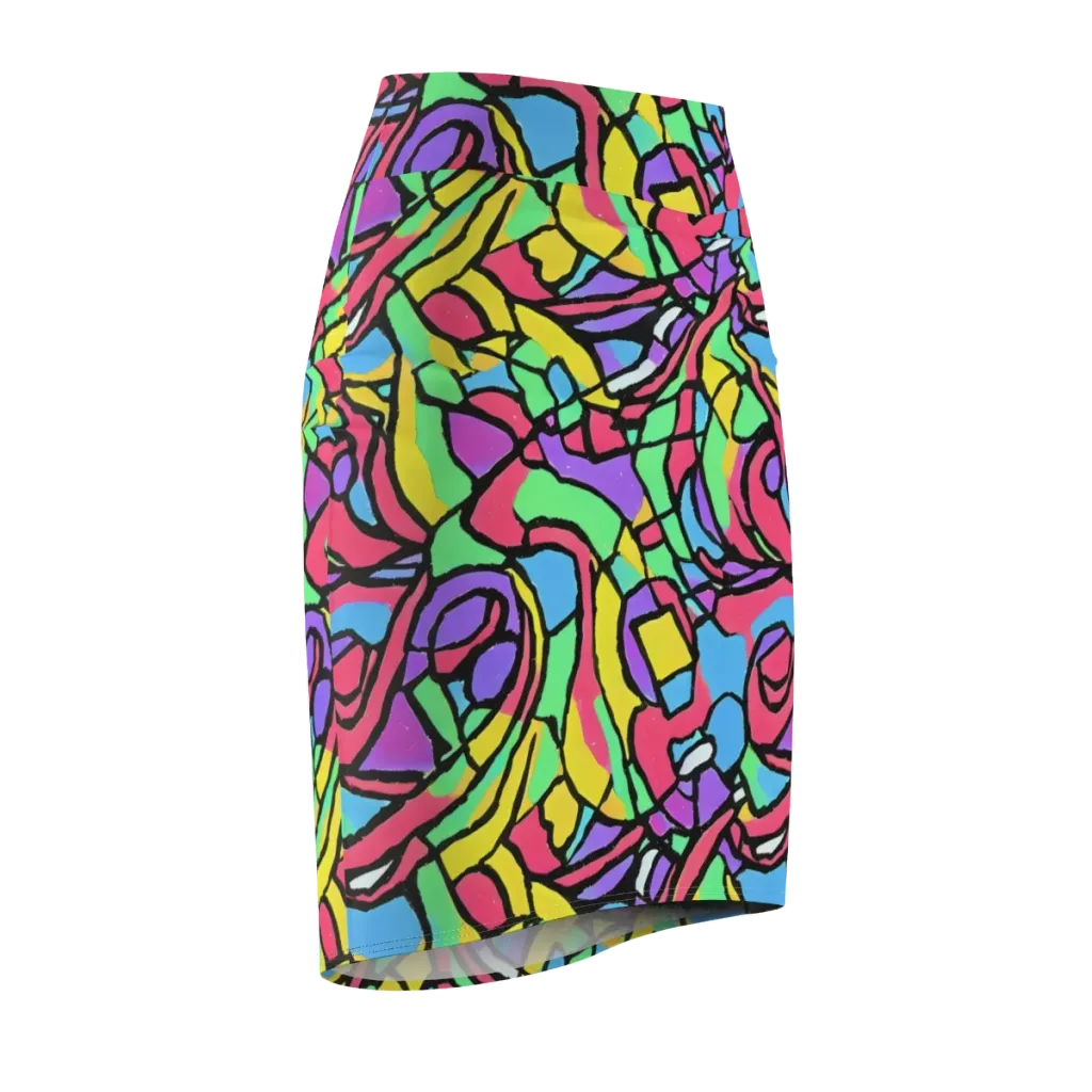 Acid Stained Glass on Pencil Skirt — Front Side