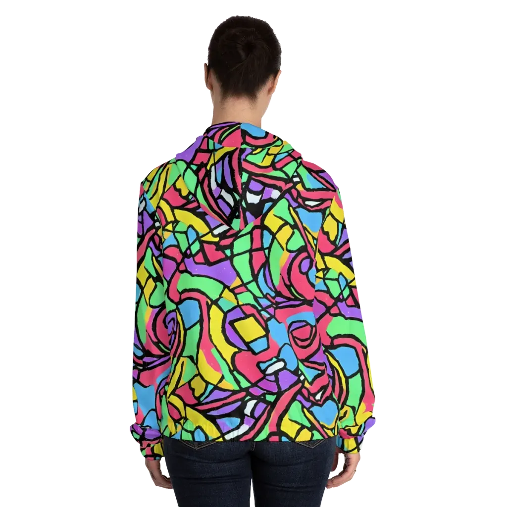 Acid Stained Glass on Women's Full-Zip Hoodie — Back On Person