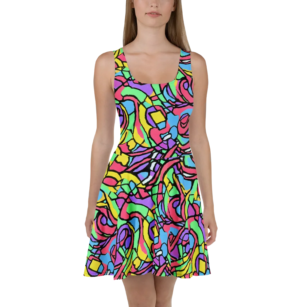 Acid Stained Glass on Skater Dress — Front