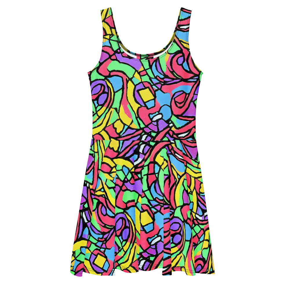 Acid Stained Glass on Skater Dress — Front