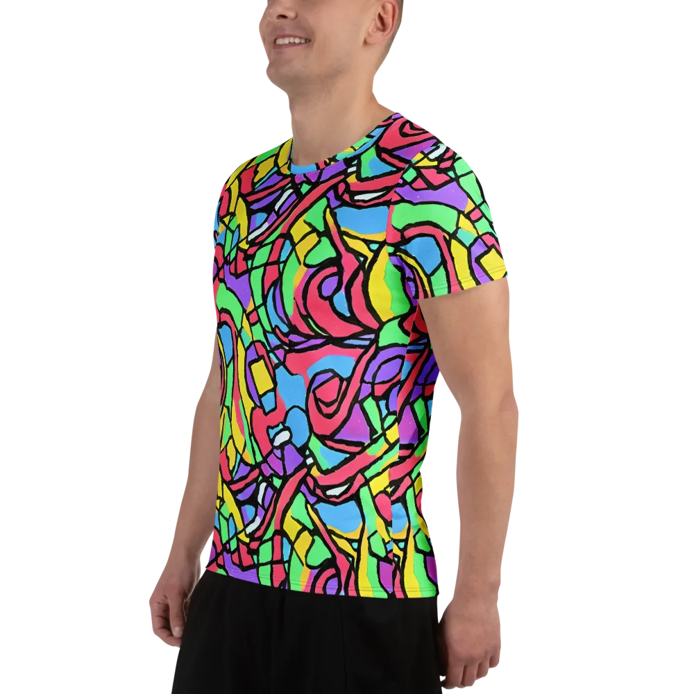 Acid Stained Glass on Men's Athletic T-Shirt — Left