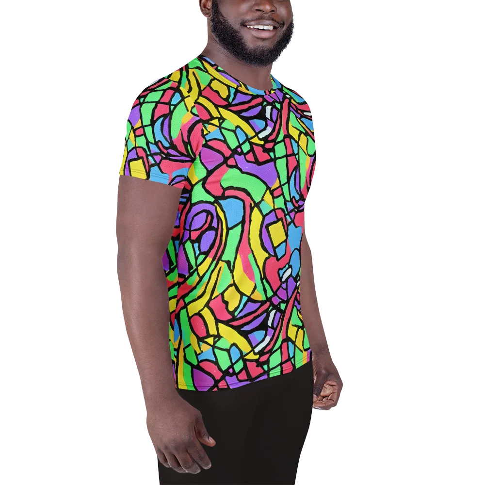 Acid Stained Glass on Men's Athletic T-Shirt — Right