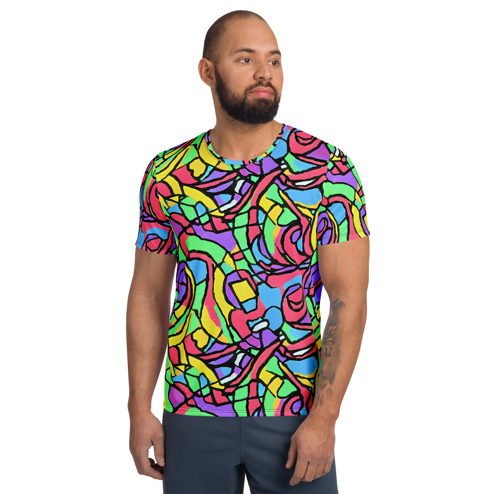 Acid Stained Glass on Men's Athletic T-Shirt — Front