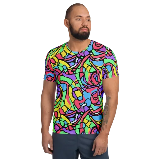 Acid Stained Glass on a Men's Athletic T-Shirt