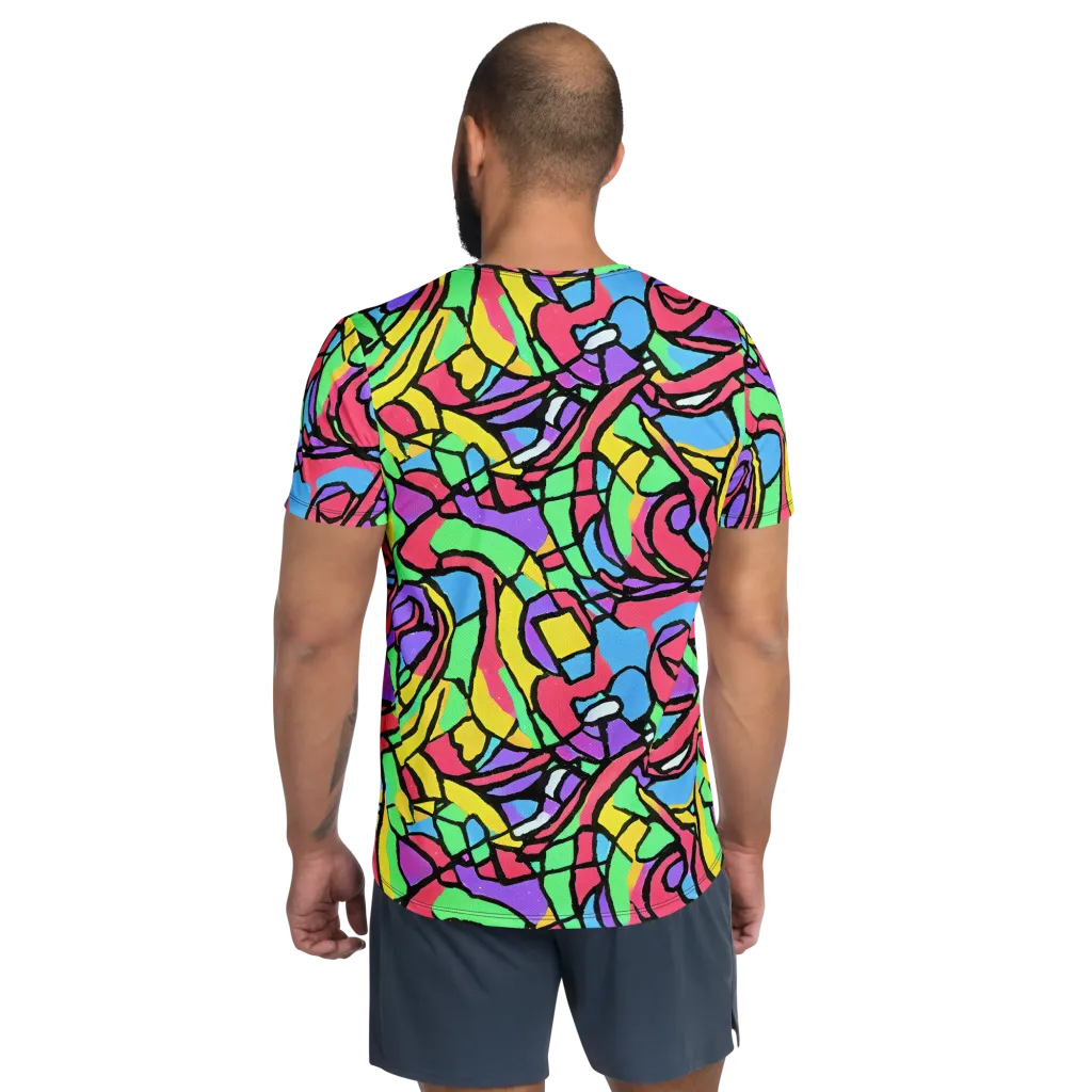 Acid Stained Glass on Men's Athletic T-Shirt — Back
