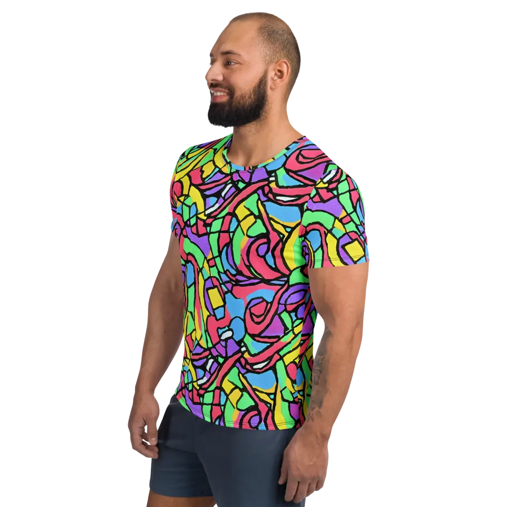 Acid Stained Glass on Men's Athletic T-Shirt — Left