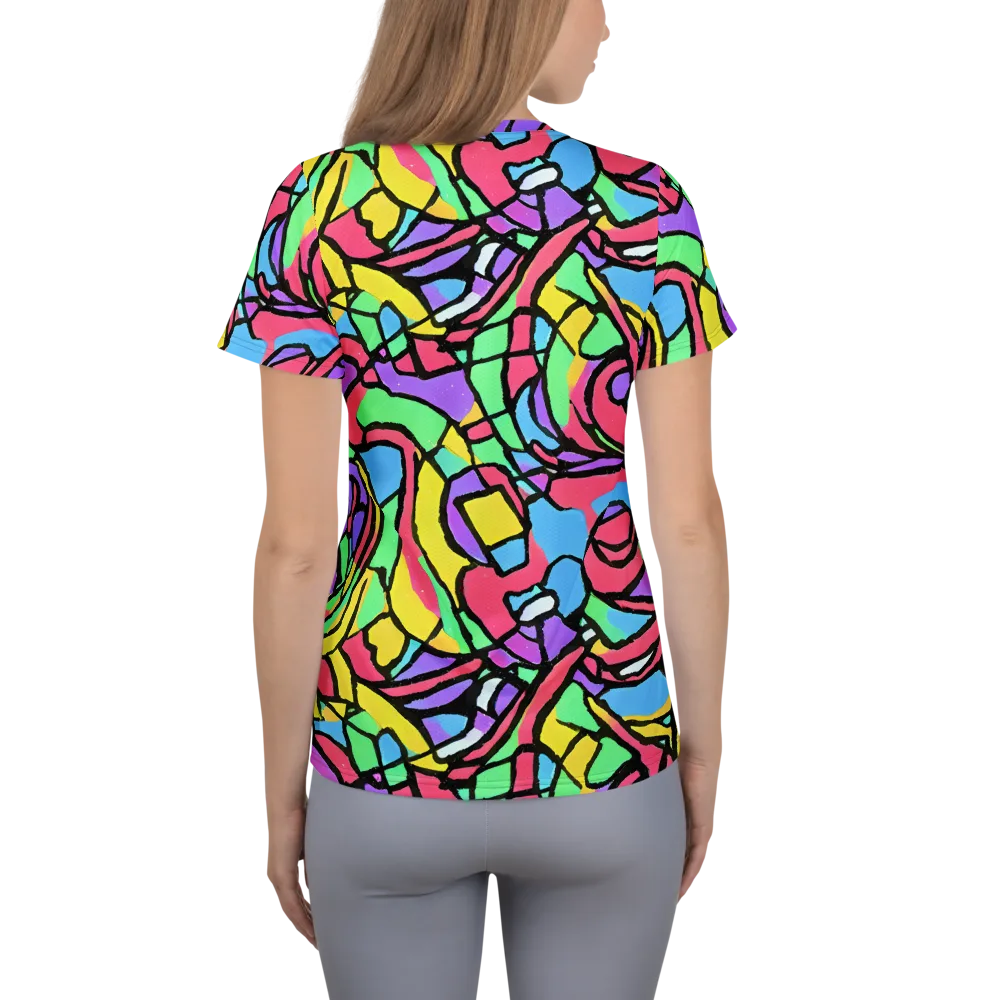 Acid Stained Glass on Women's Athletic T-Shirt — Back