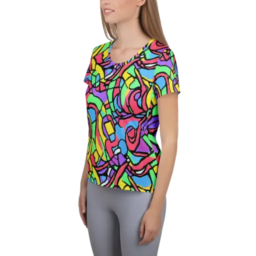 Acid Stained Glass on a Women's Athletic T-Shirt