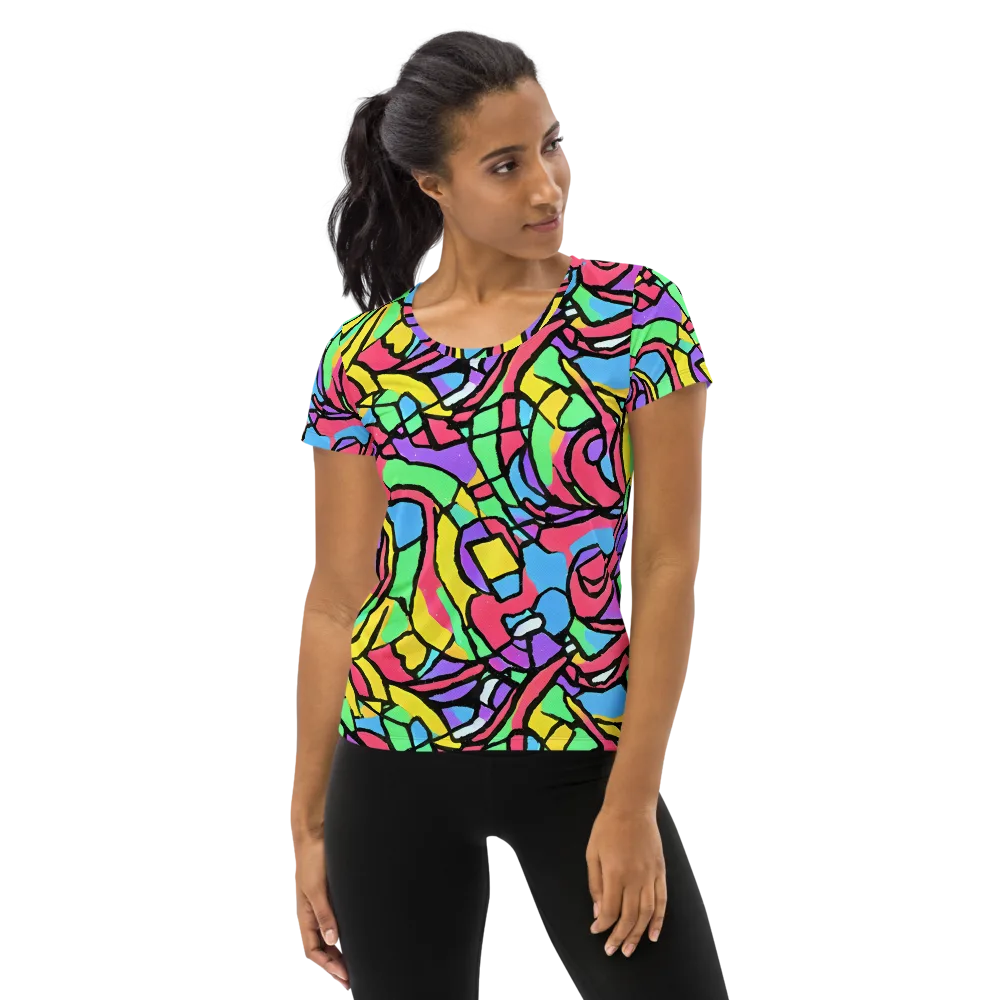 Acid Stained Glass on Women's Athletic T-Shirt — Front
