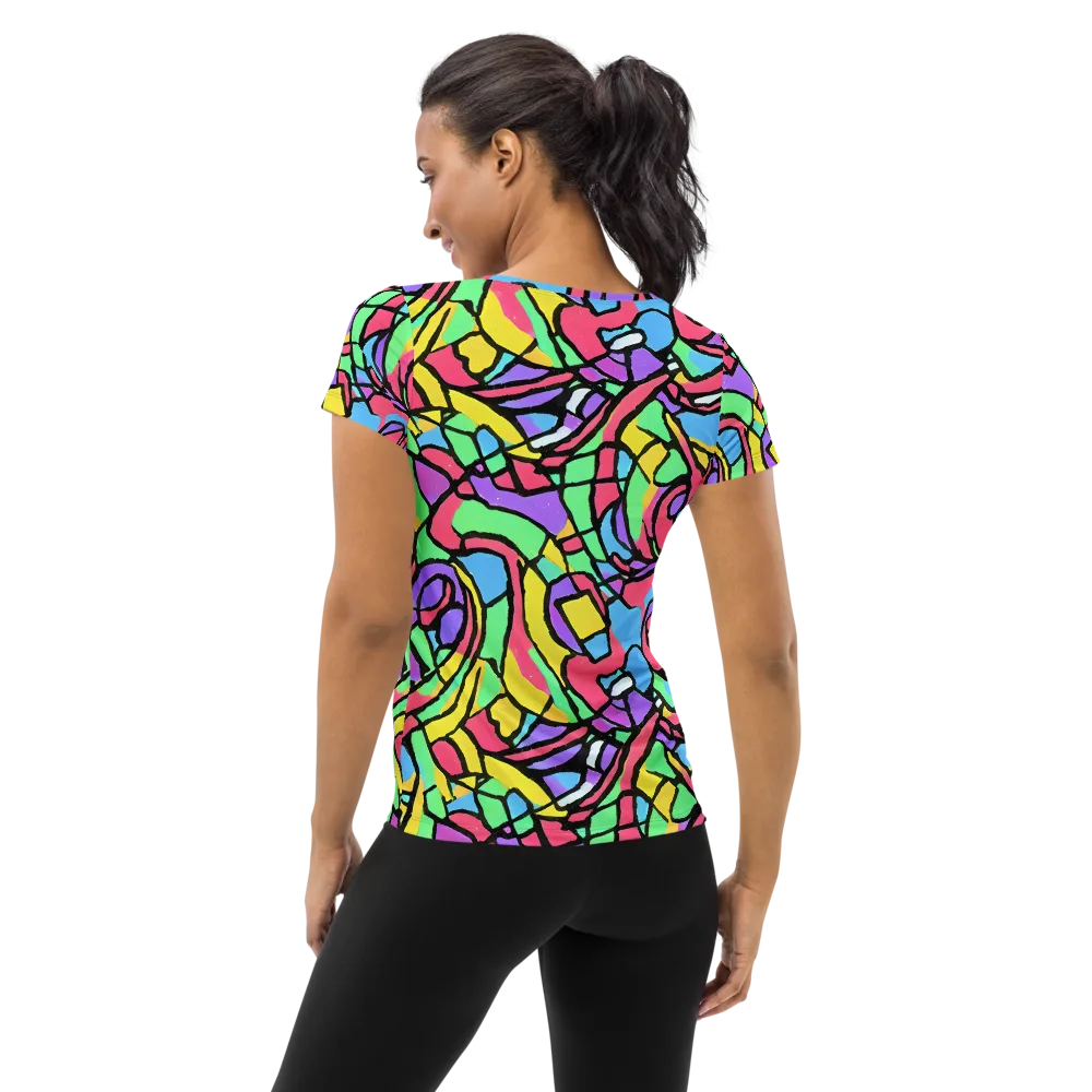 Acid Stained Glass on Women's Athletic T-Shirt — Back