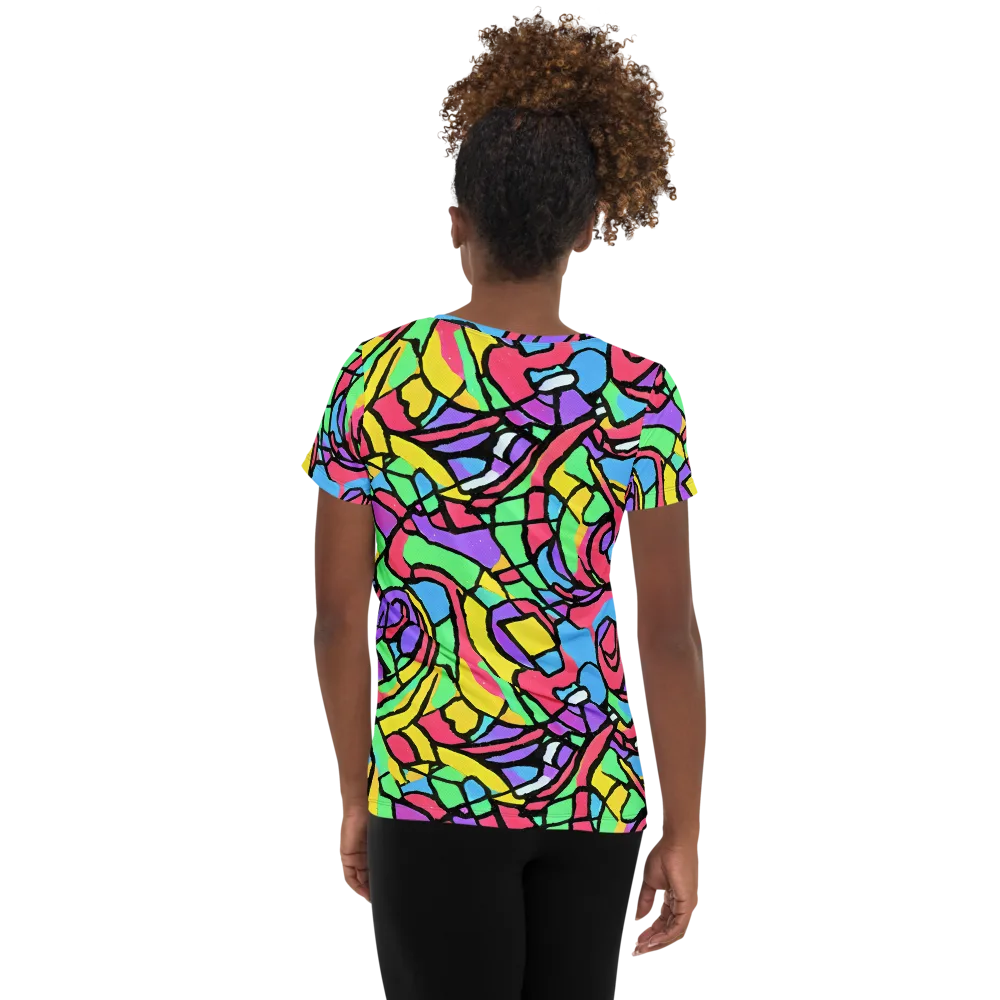 Acid Stained Glass on Women's Athletic T-Shirt — Back