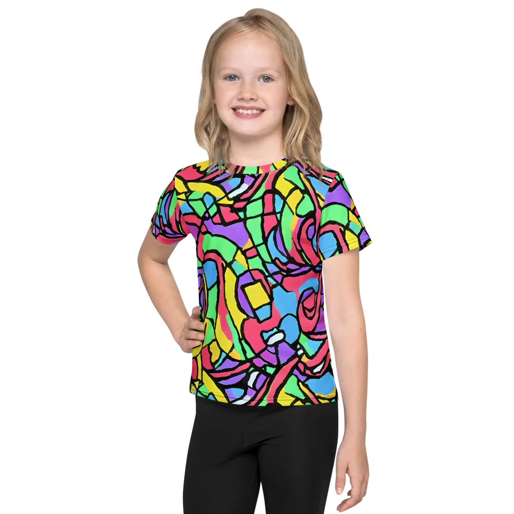 Acid Stained Glass on Kids Crew Neck T-Shirt — Front