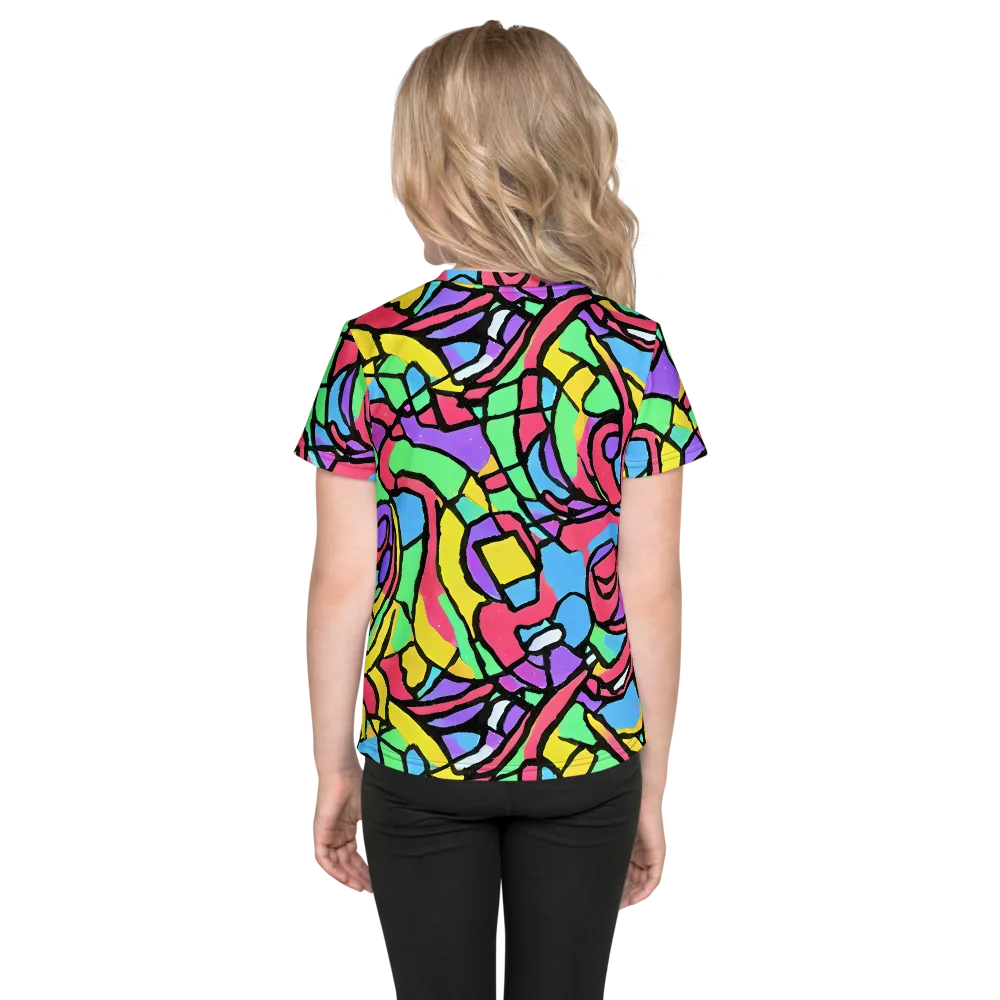 Acid Stained Glass on Kids Crew Neck T-Shirt — Back