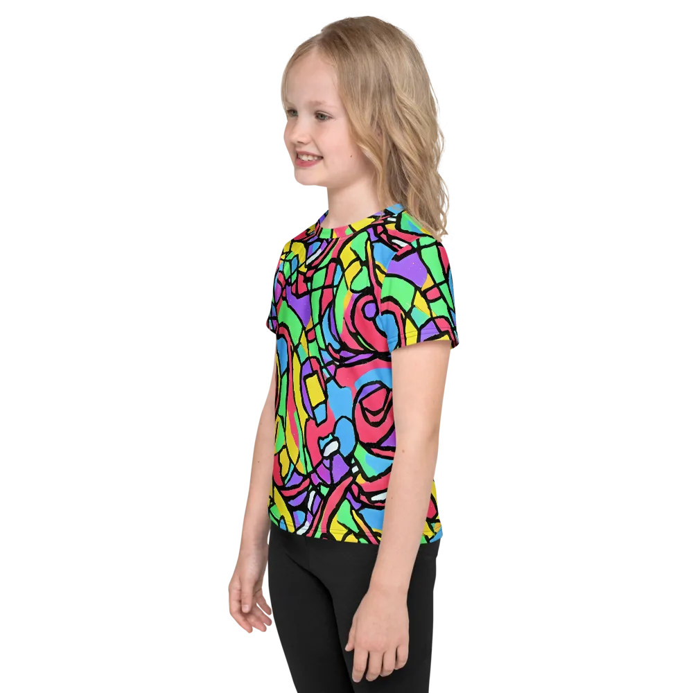 Acid Stained Glass on Kids Crew Neck T-Shirt — Left