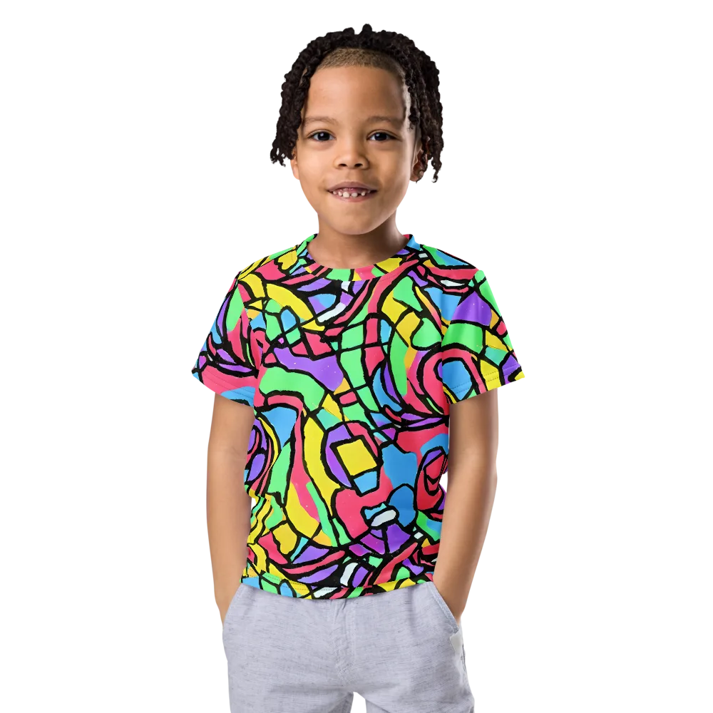 Acid Stained Glass on Kids Crew Neck T-Shirt — Front