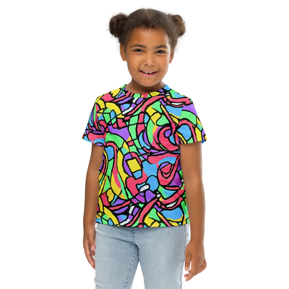 Acid Stained Glass on Kids Crew Neck T-Shirt — Front