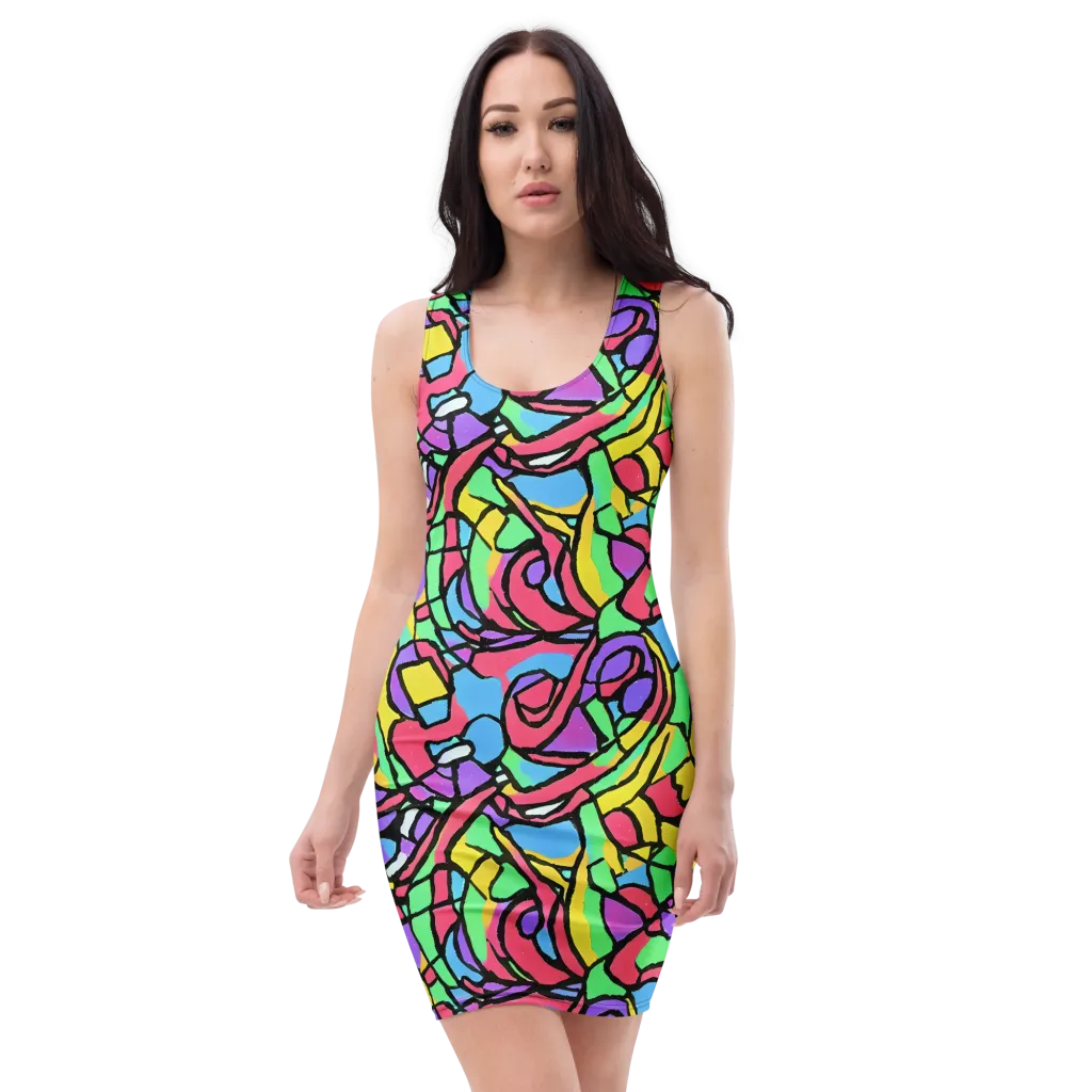 Acid Stained Glass on Bodycon Dress — Front