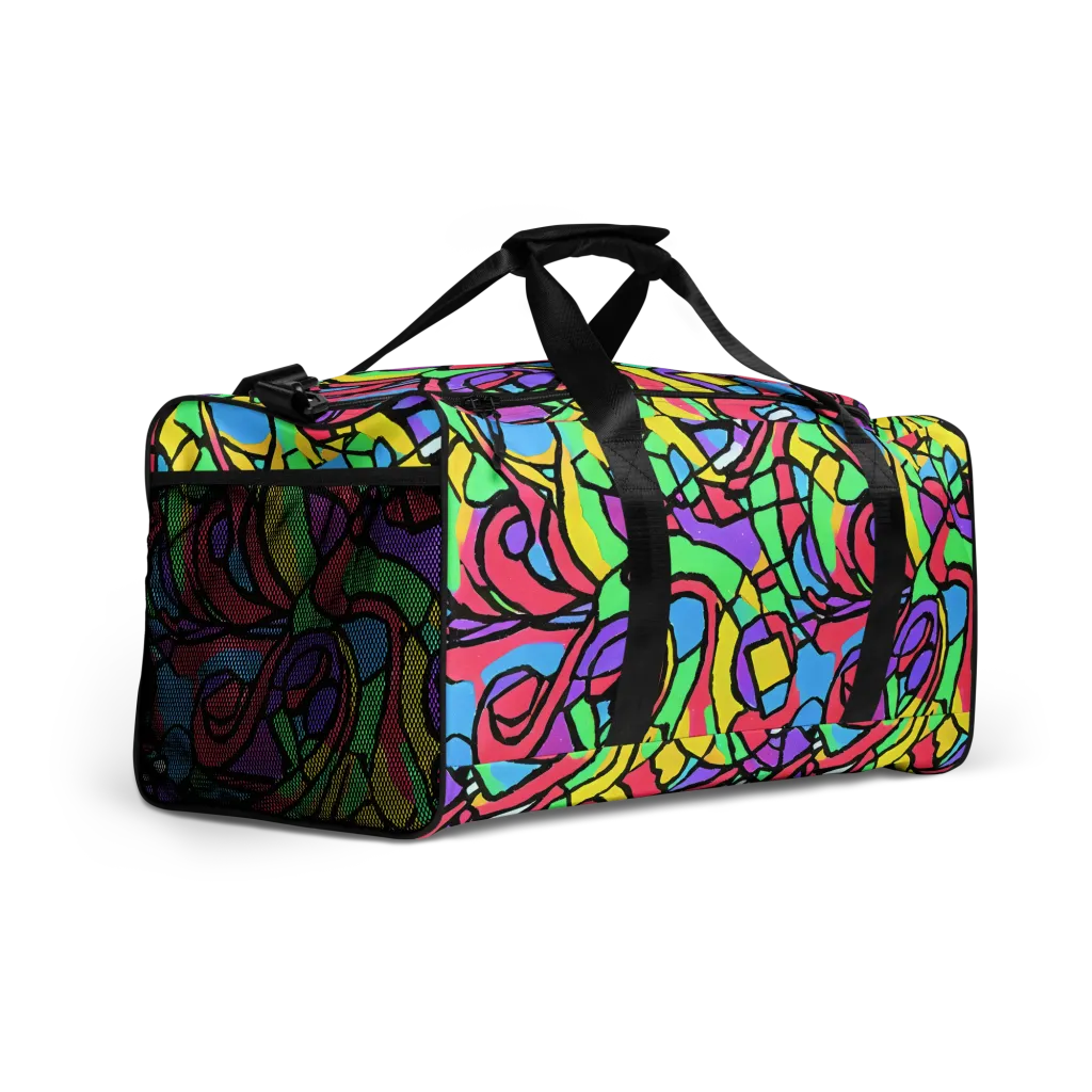 Acid Stained Glass on Duffle Bag — Right Front