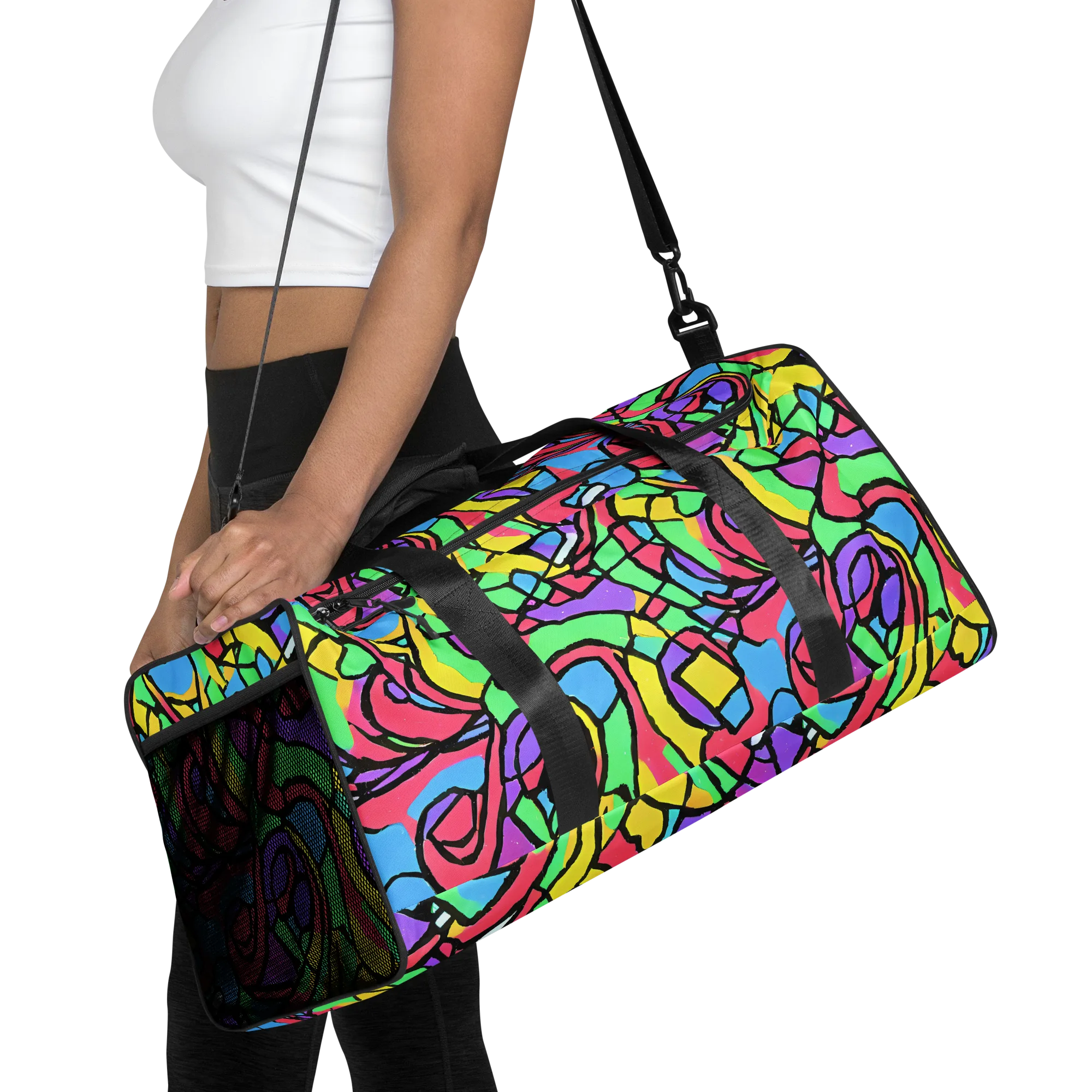 Acid Stained Glass on Duffle Bag — Front