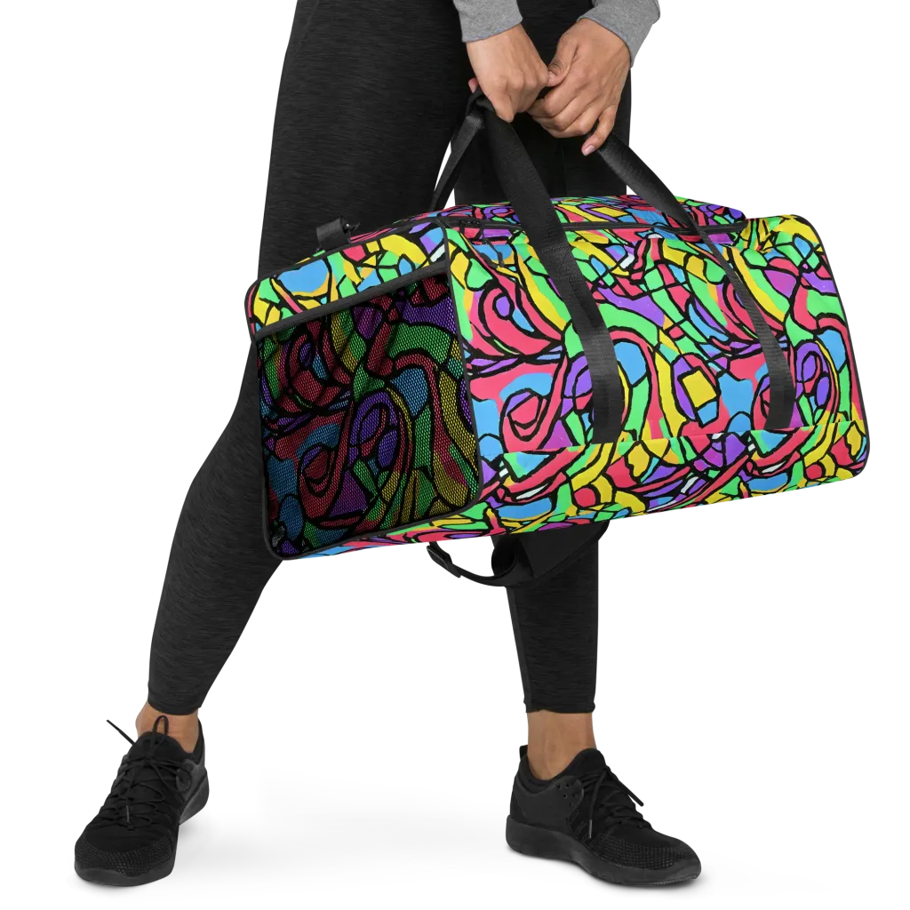 Acid Stained Glass on Duffle Bag — Right Front
