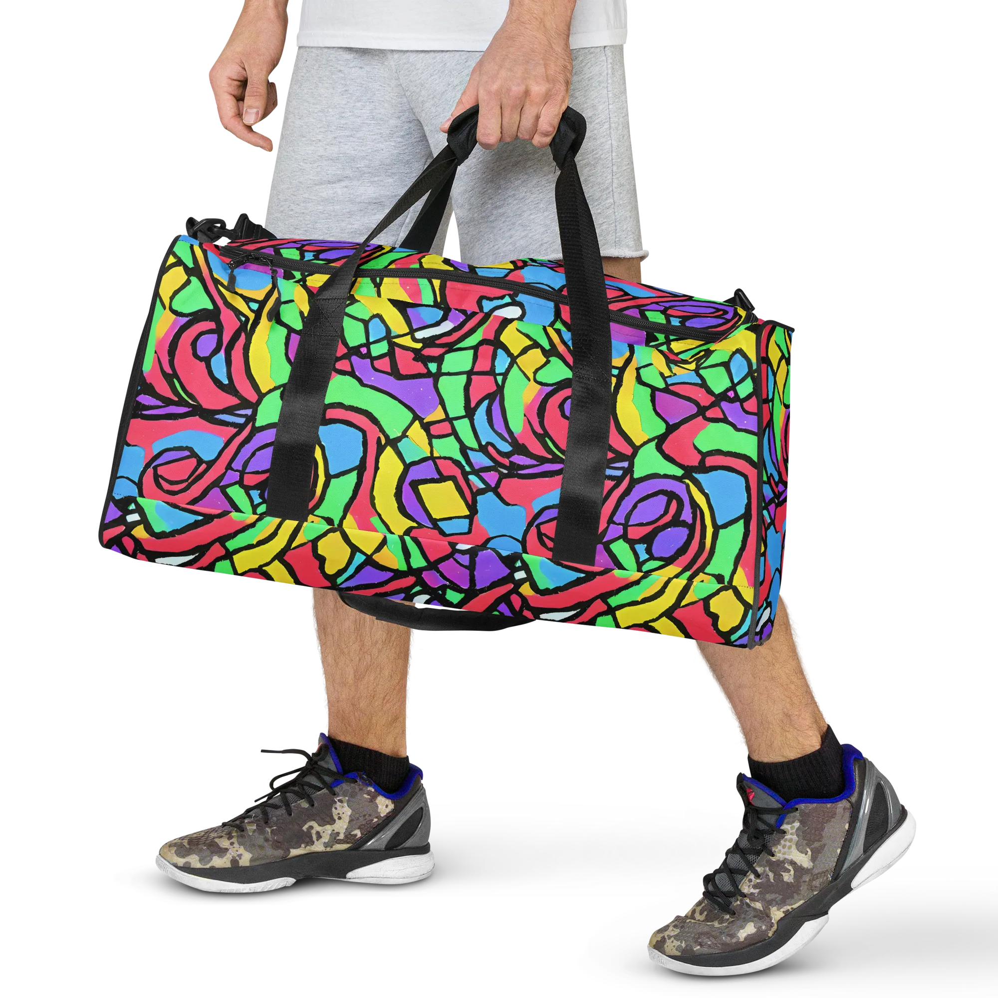 Acid Stained Glass on Duffle Bag — Front