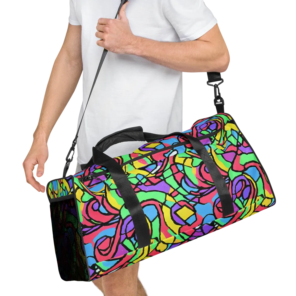 Acid Stained Glass on Duffle Bag — Right Front