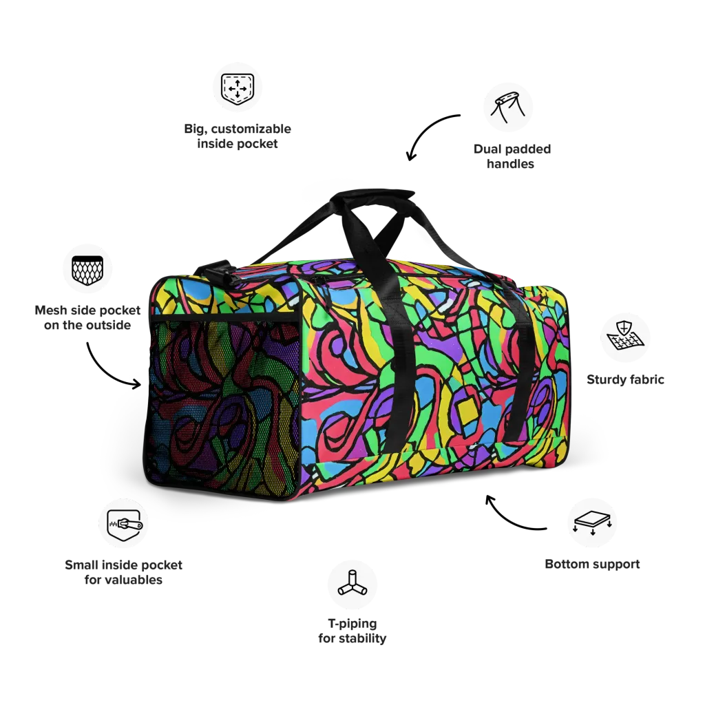 Acid Stained Glass on Duffle Bag — Right Front