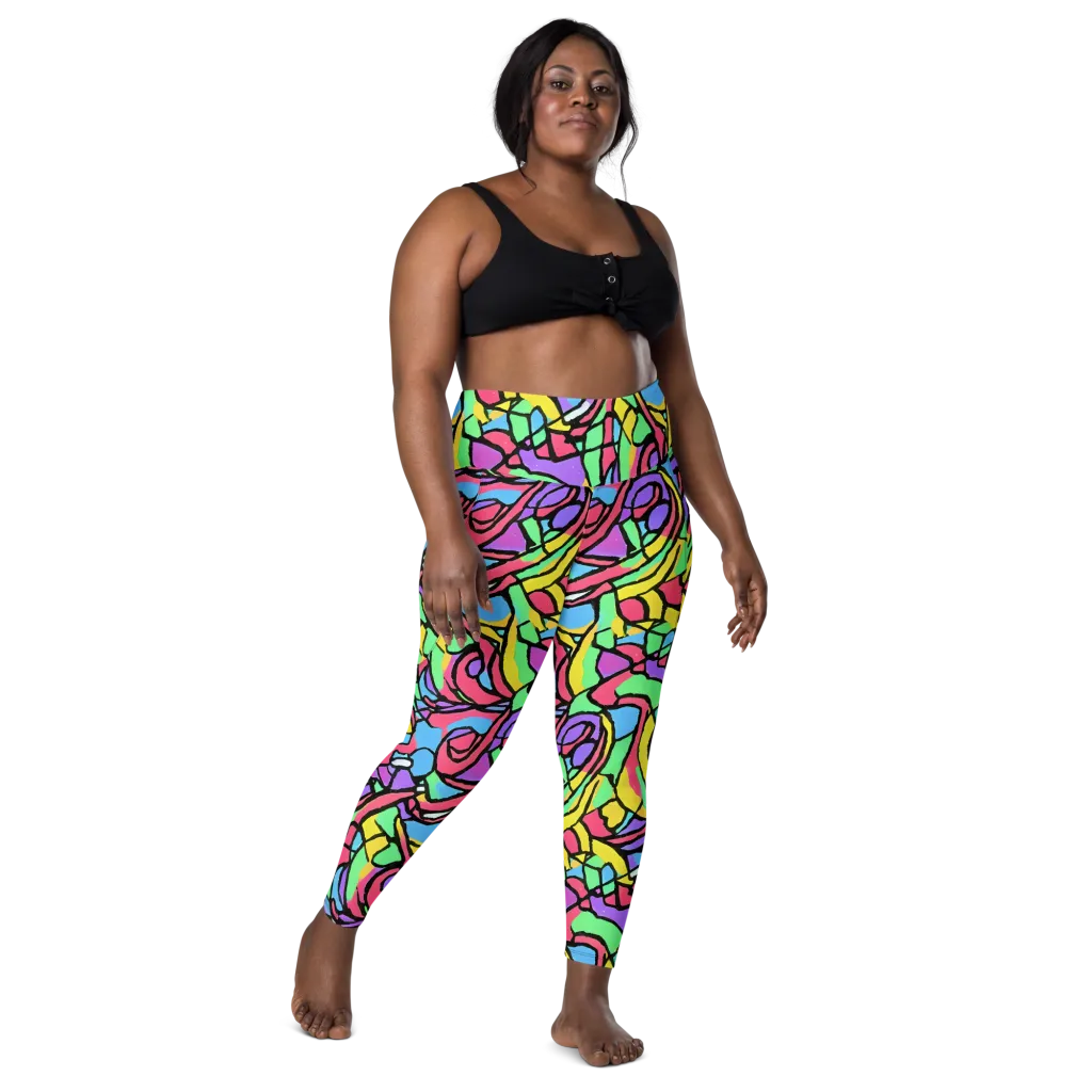 Acid Stained Glass on Leggings with Pockets — Front