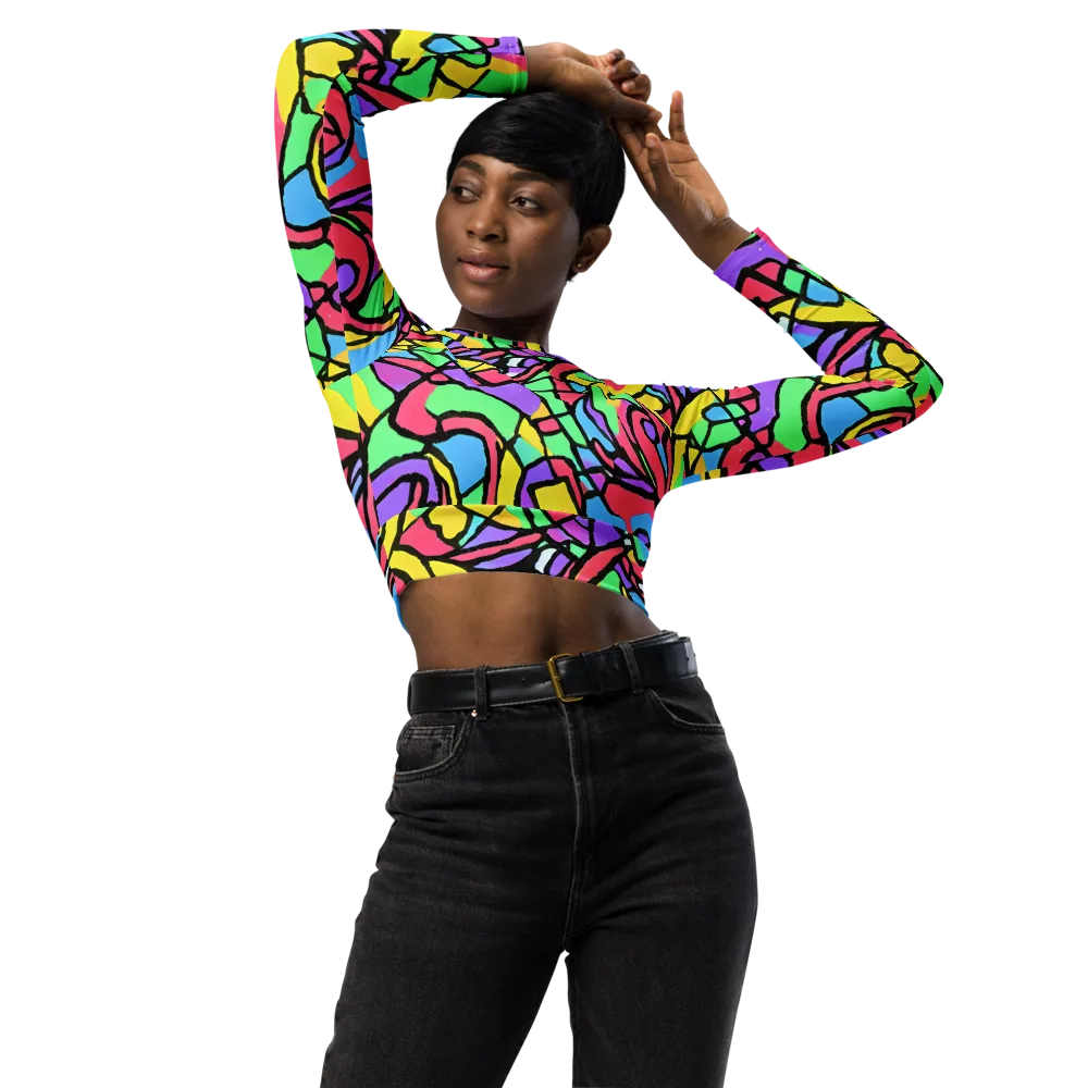 Acid Stained Glass on Long Sleeve Crop Top — Front