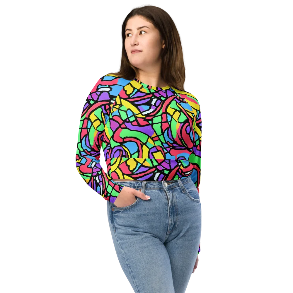 Acid Stained Glass on Long Sleeve Crop Top — Front