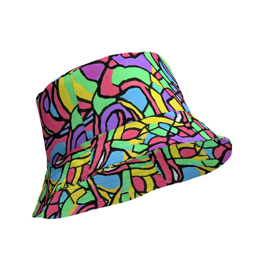 Acid Stained Glass on Reversible Bucket Hat — Product details Outside