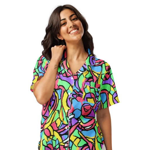 Acid Stained Glass on a Women's Short Sleeve Pajama Top