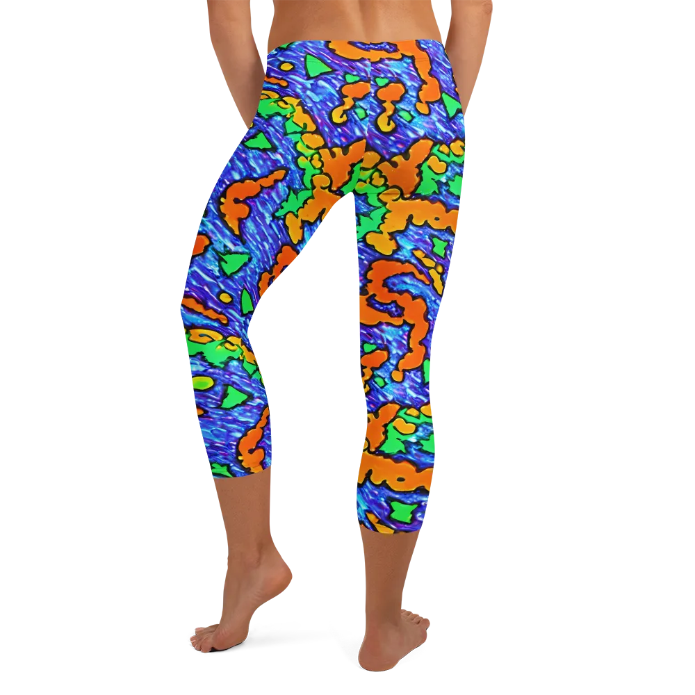 Azure Anarchy on Capri Leggings — Back