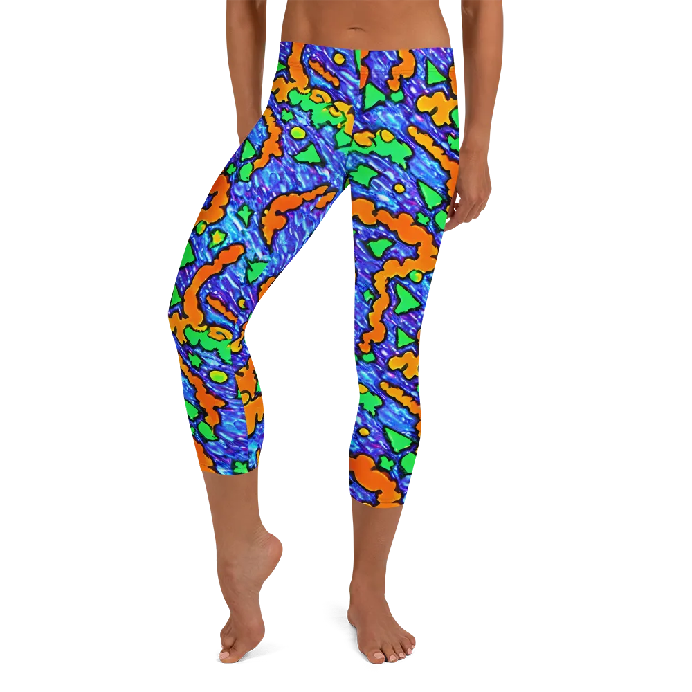 Azure Anarchy on Capri Leggings — Front