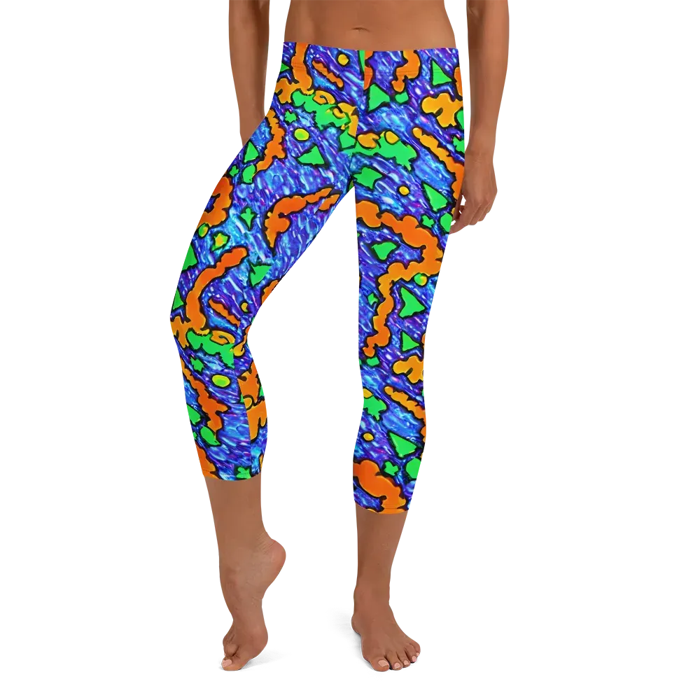 Azure Anarchy on Capri Leggings — Front