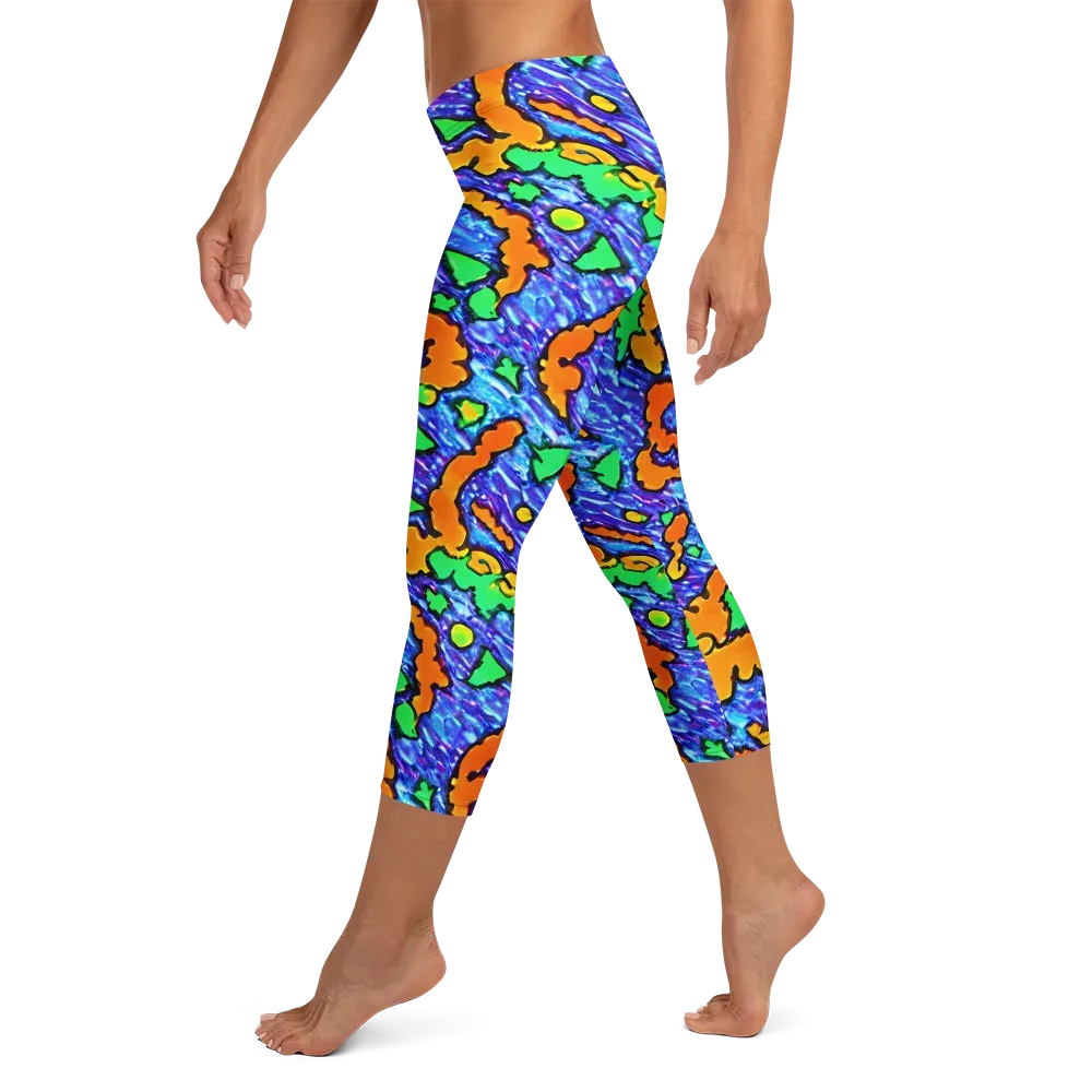 Azure Anarchy on Capri Leggings — Left