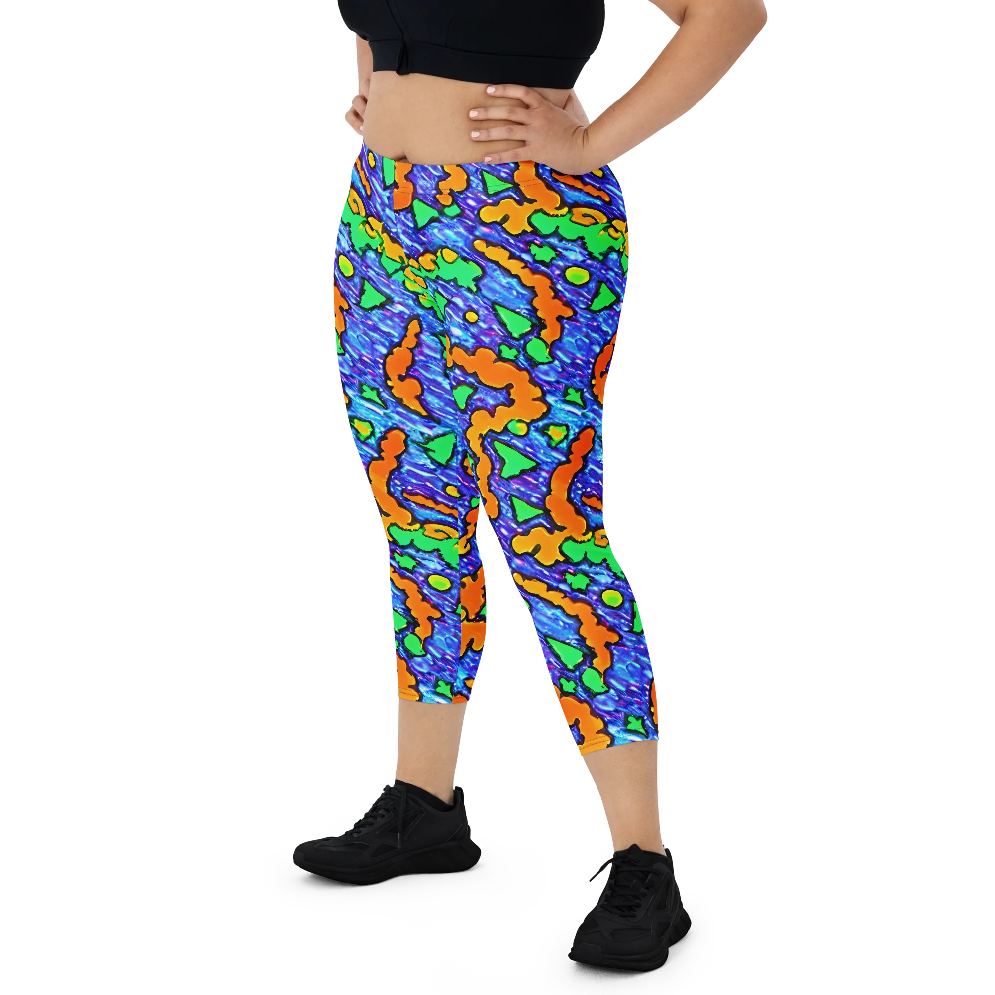 Azure Anarchy on Capri Leggings — Front