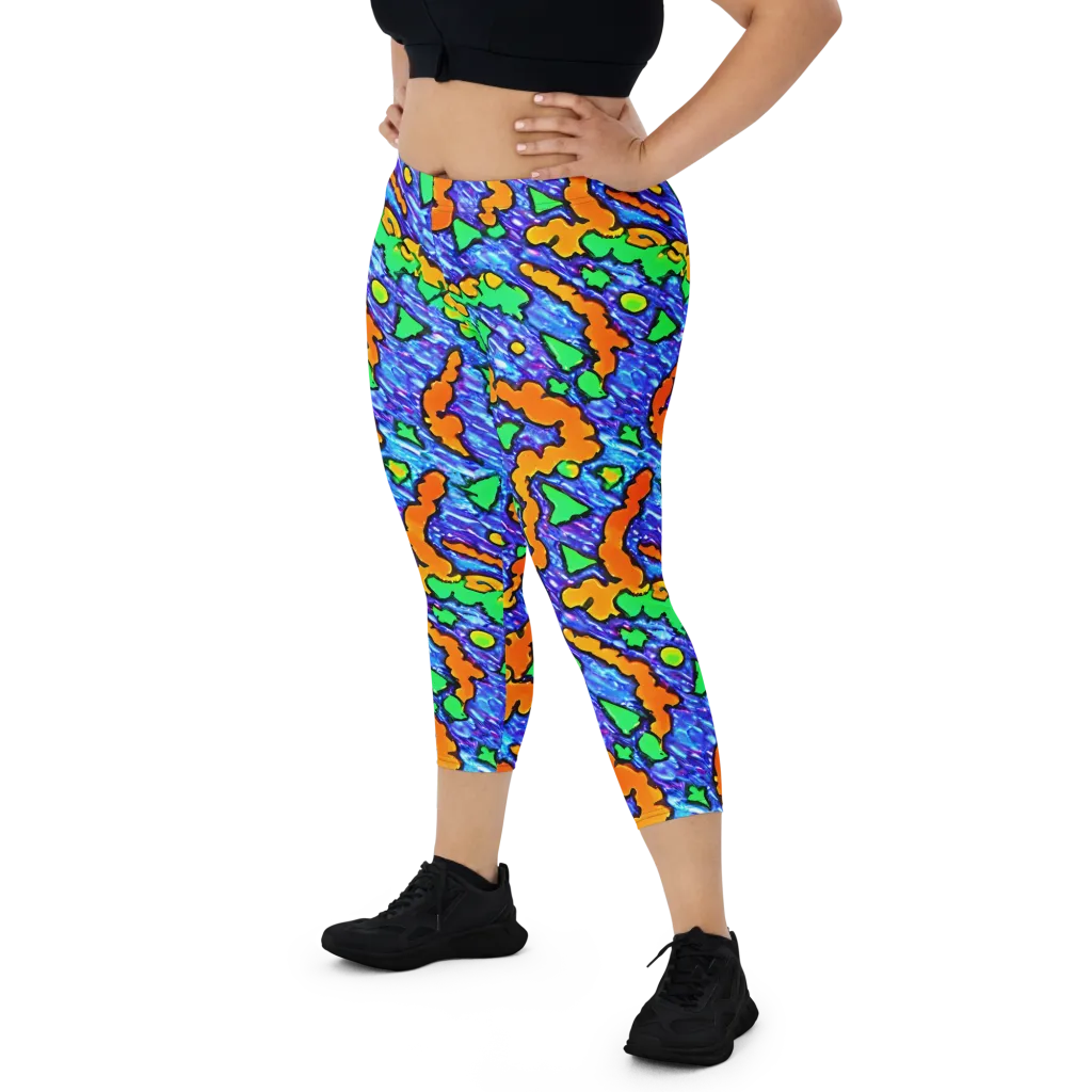 Azure Anarchy on Capri Leggings — Front