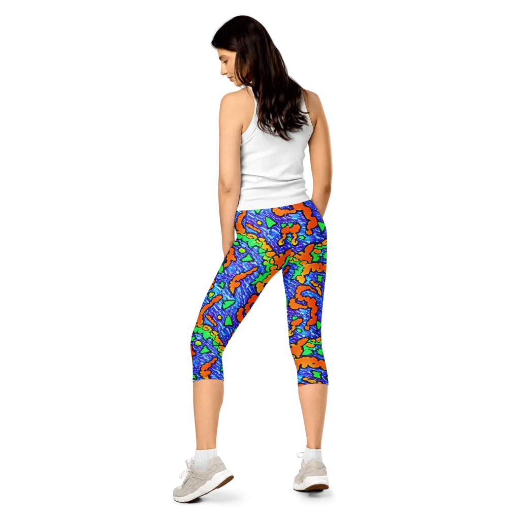 Azure Anarchy on Capri Leggings — Back