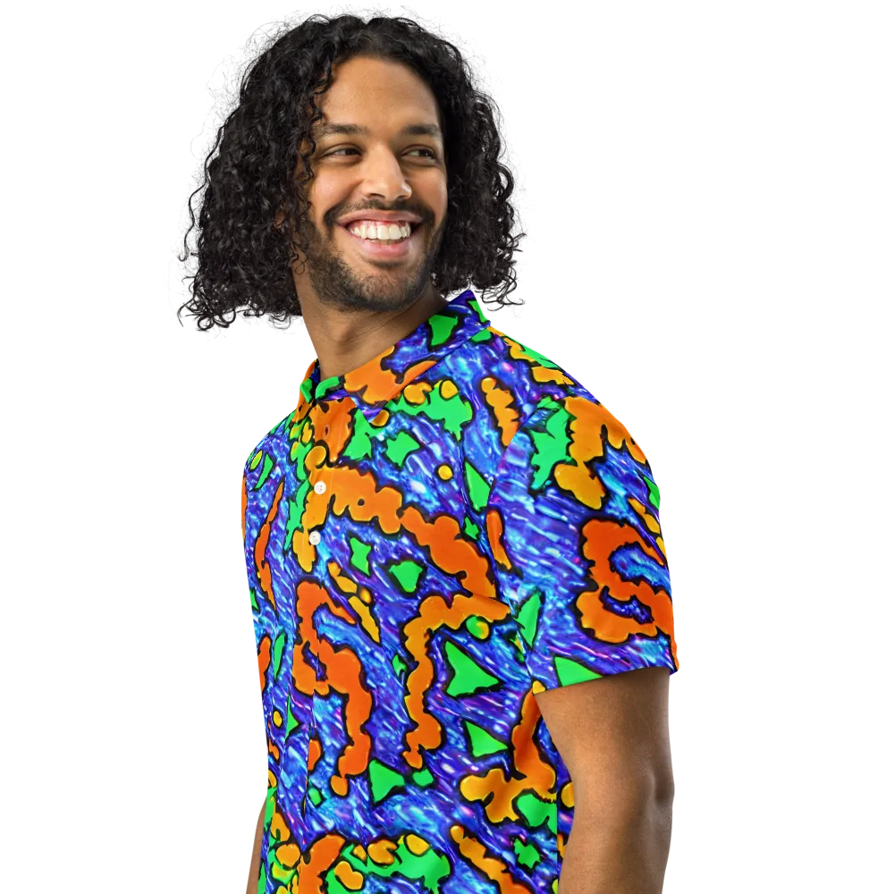 Azure Anarchy on Men's Slim Fit Polo Shirt — Left Front