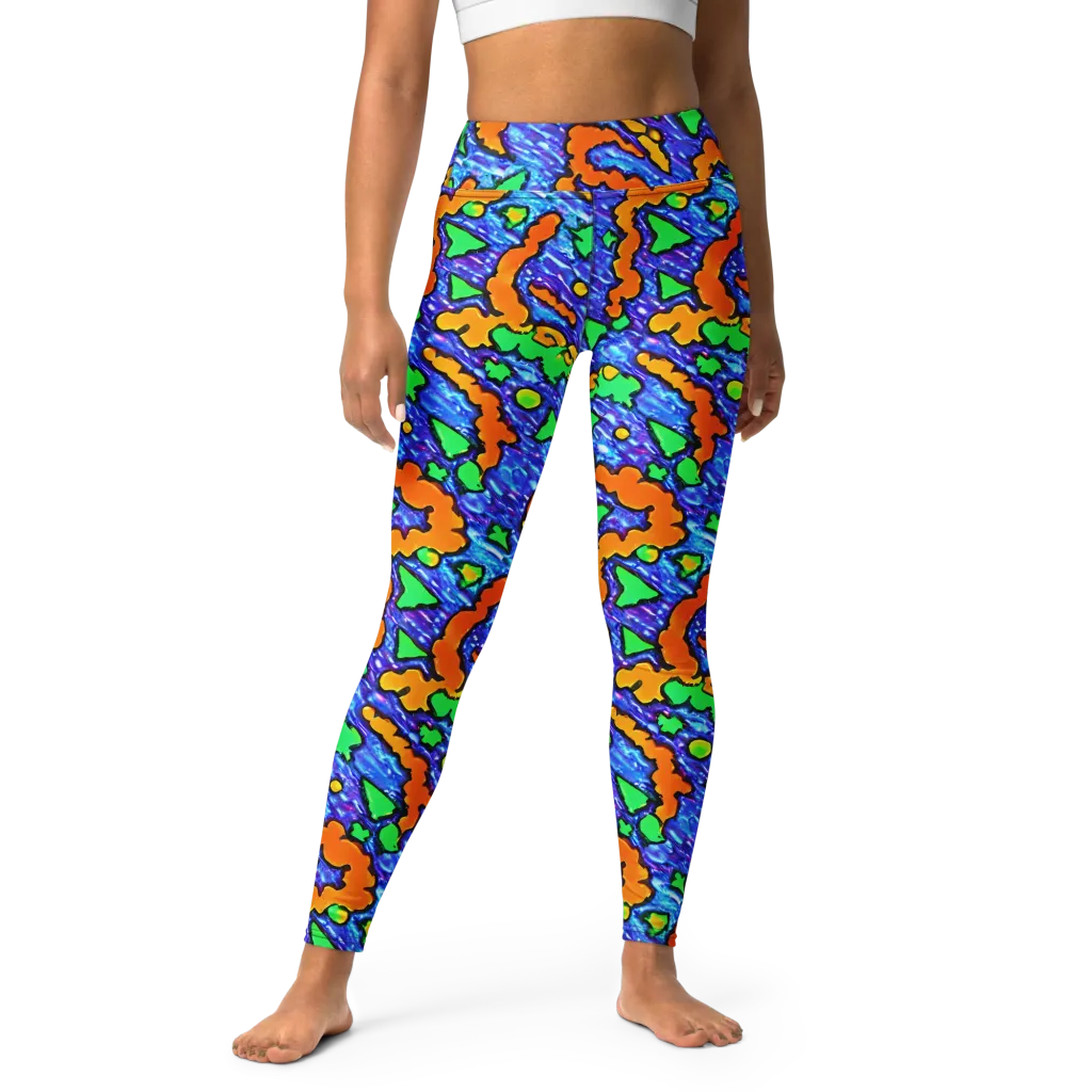 Azure Anarchy on Yoga Leggings — Front