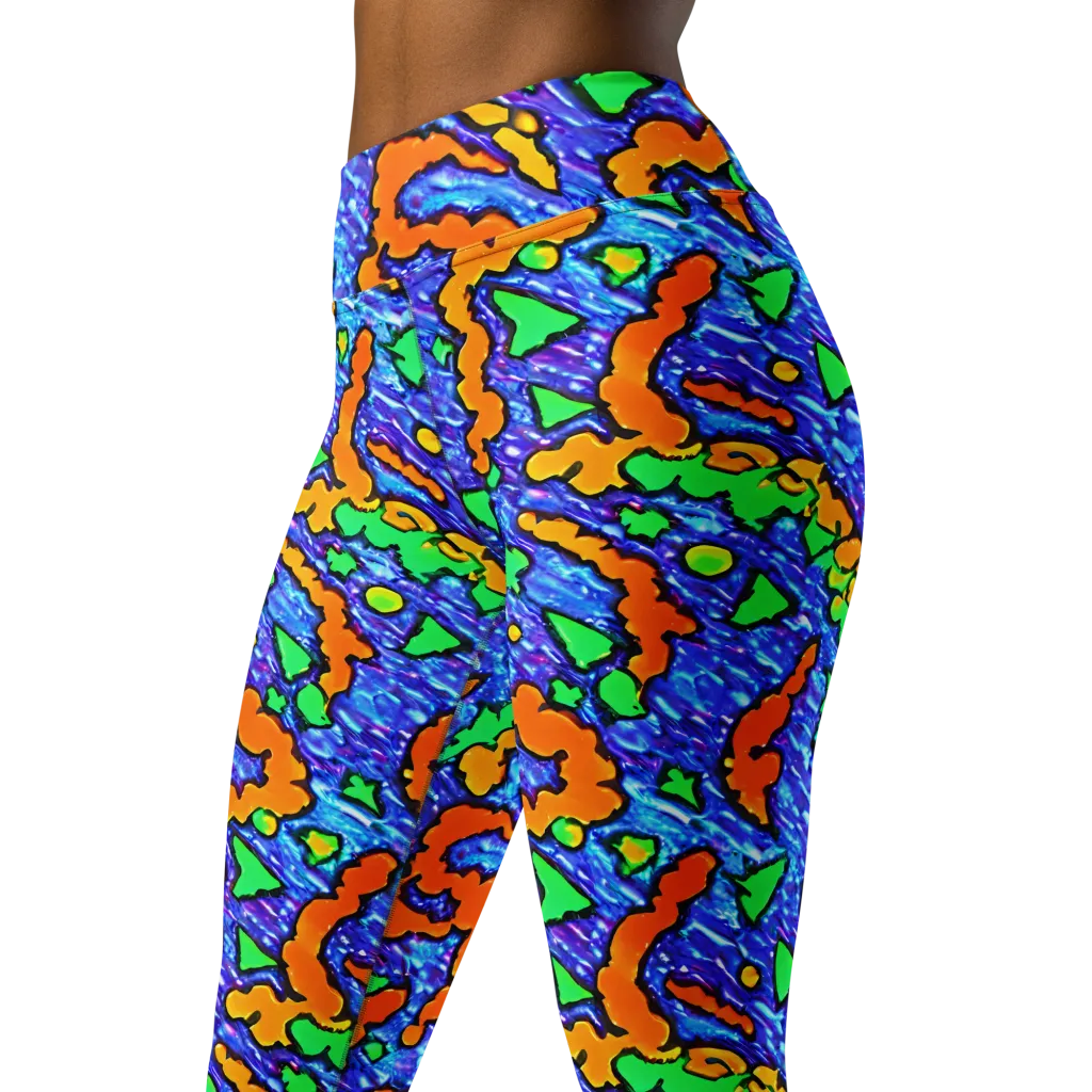 Azure Anarchy on Yoga Leggings — Left Front